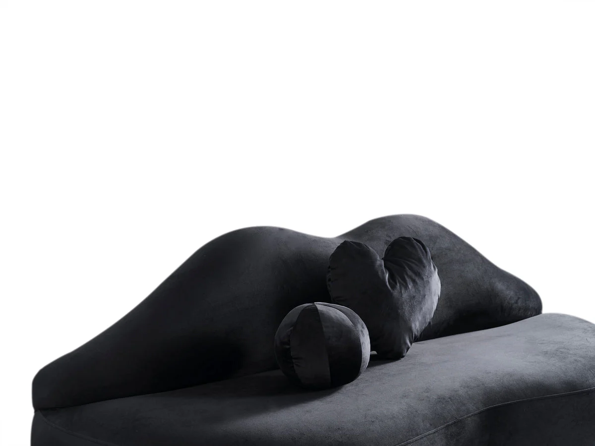 Audrey Black Velvet Loveseat 81" - Image 3
