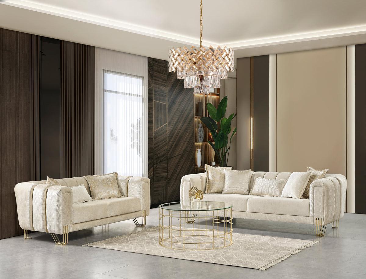 Ella Ivory Velvet Sofa & Loveseat - Image 1