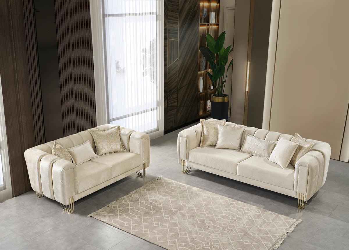 Ella Ivory Velvet Sofa & Loveseat - Image 2