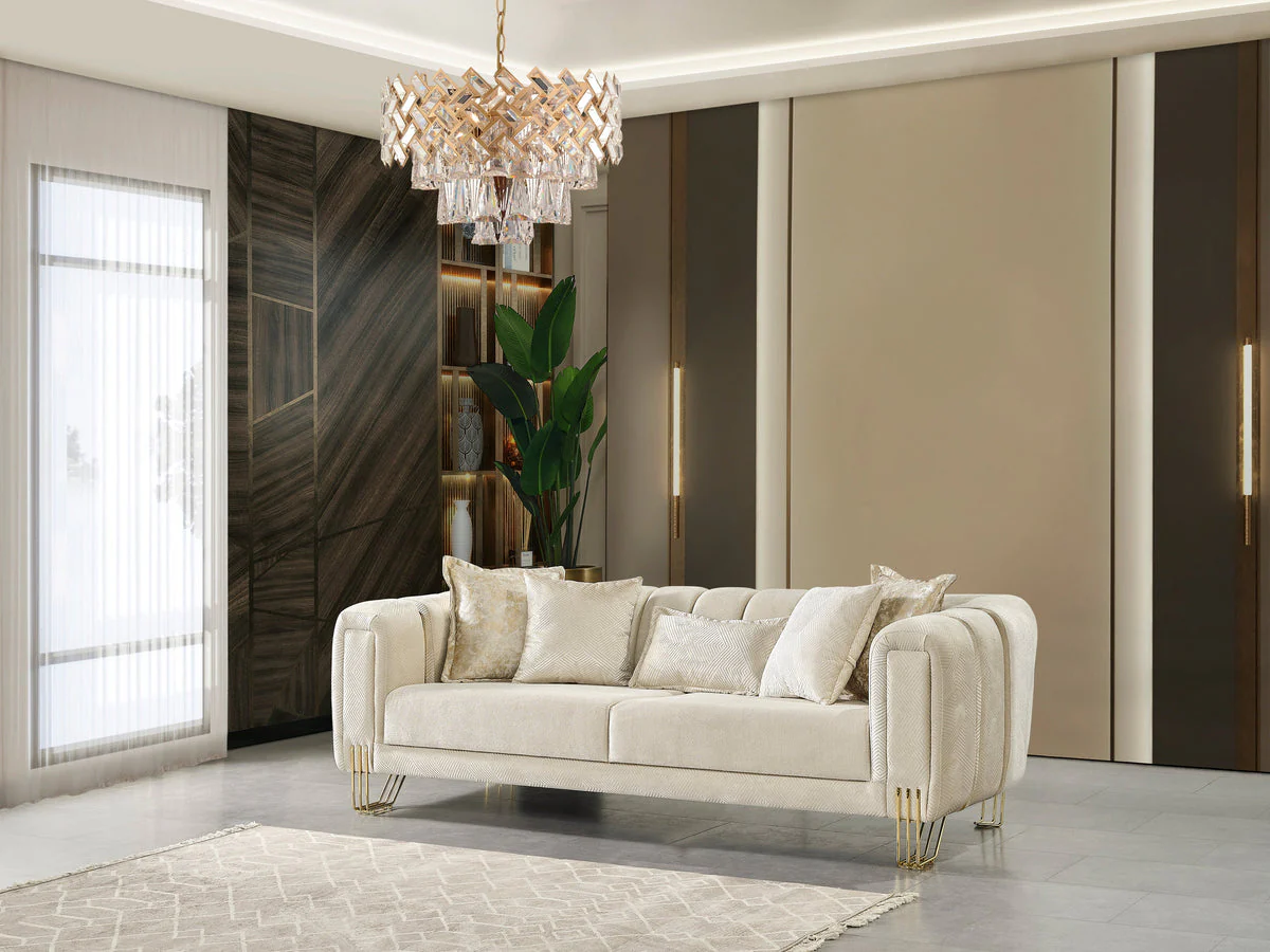 Ella Ivory Velvet Sofa - Image 2