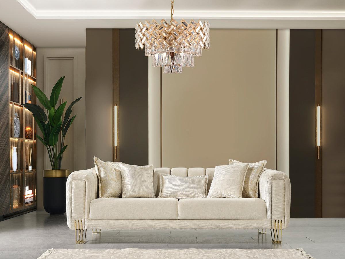 Ella Ivory Velvet Sofa & Loveseat - Image 3