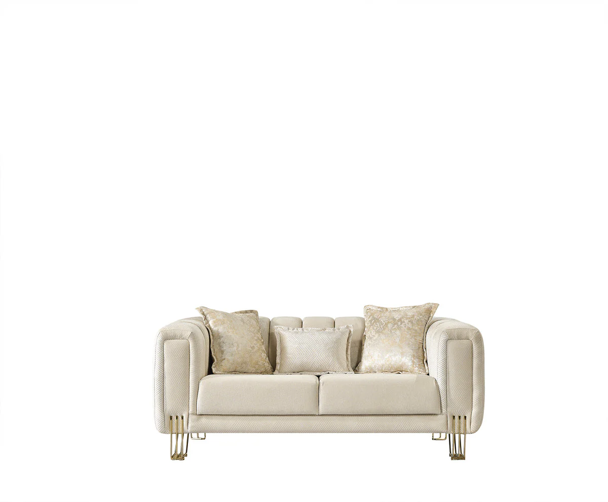 Ella Ivory Velvet Loveseat - Image 2