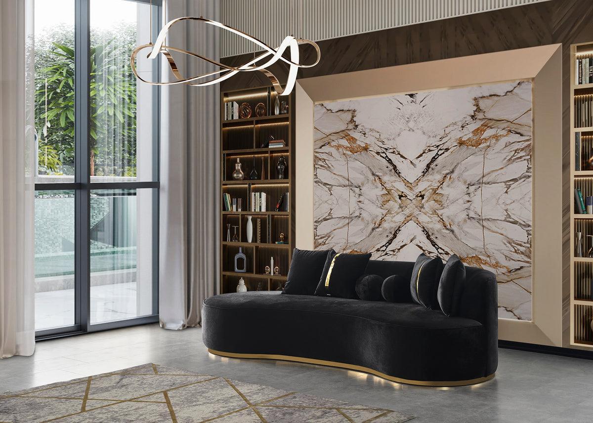 Sophia Black Velvet Chaise Lounge - Image 2