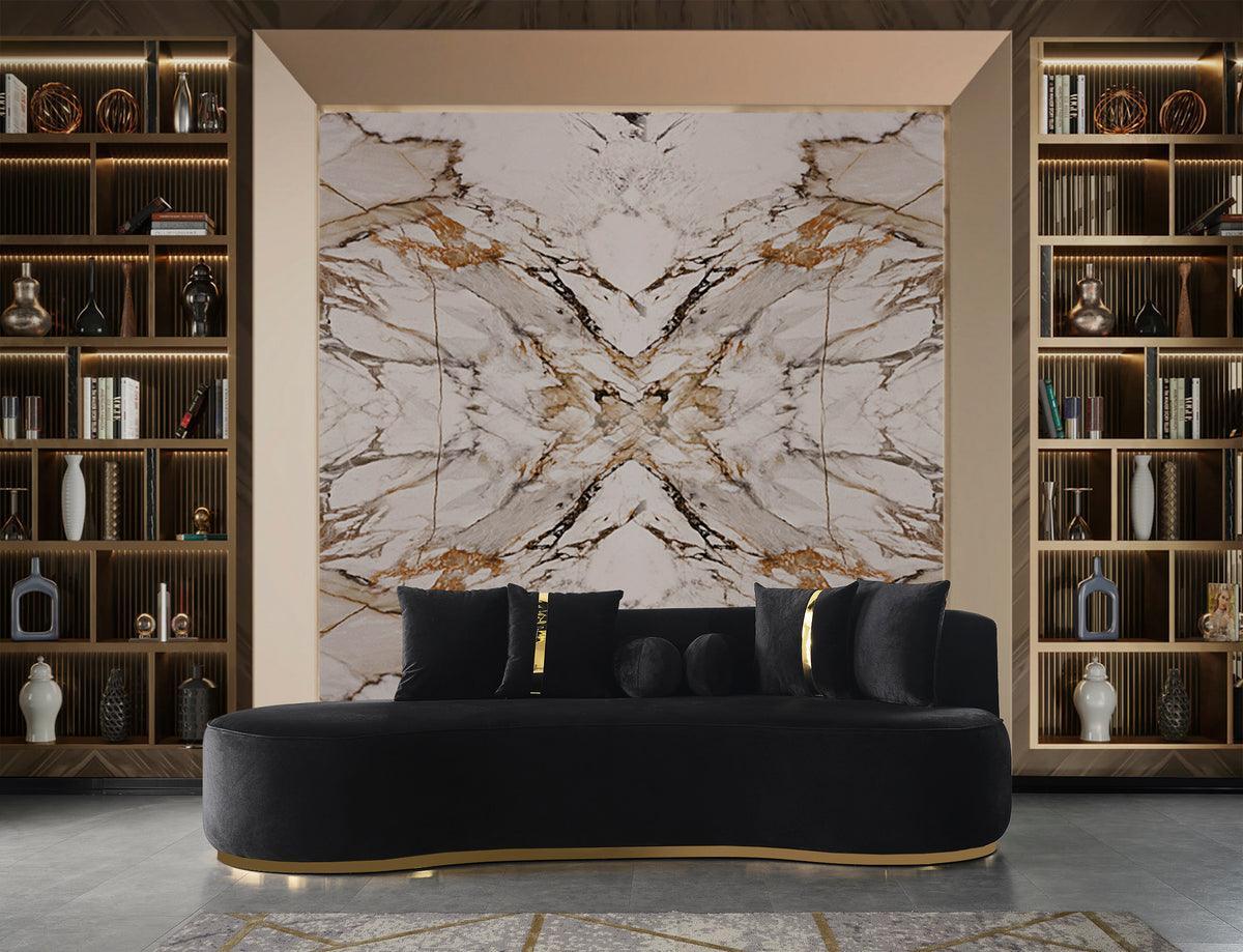 Sophia Black Velvet Chaise Lounge - Image 1