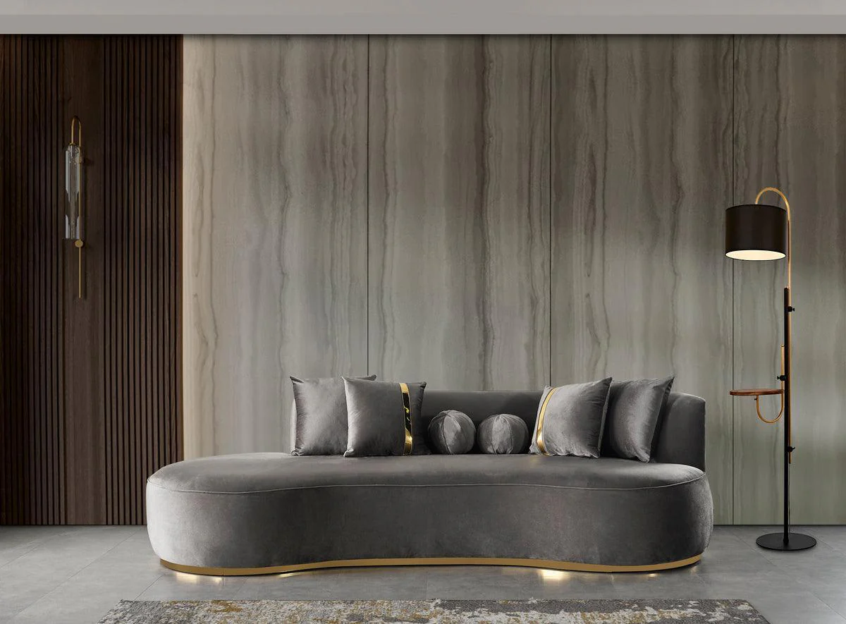 Sophia Gray Velvet Chaise Lounge - Image 1