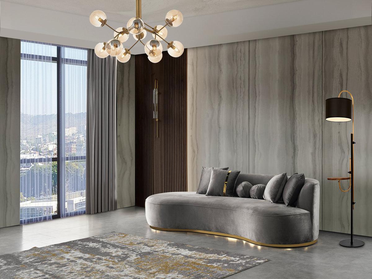 Sophia Gray Velvet Chaise Lounge - Image 2