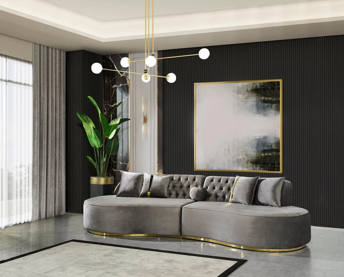 Sophia Gray Velvet Curved Sectional - Image 2