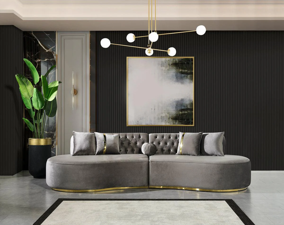 Sophia Gray Velvet Curved Sectional - Image 1