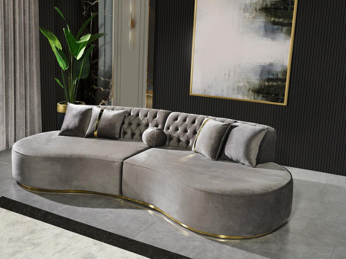 Sophia Gray Velvet Curved Sectional - Image 3