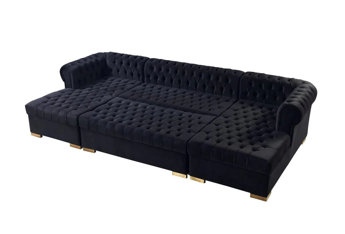 Emma Black Velvet Rectangle Ottoman - Image 3