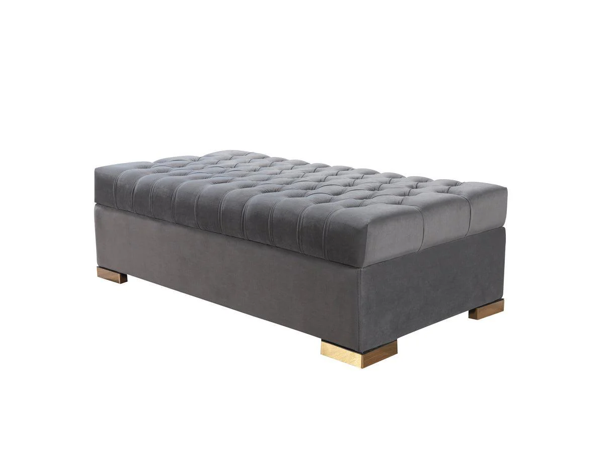 Emma Gray Velvet Rectangle Ottoman - Image 1
