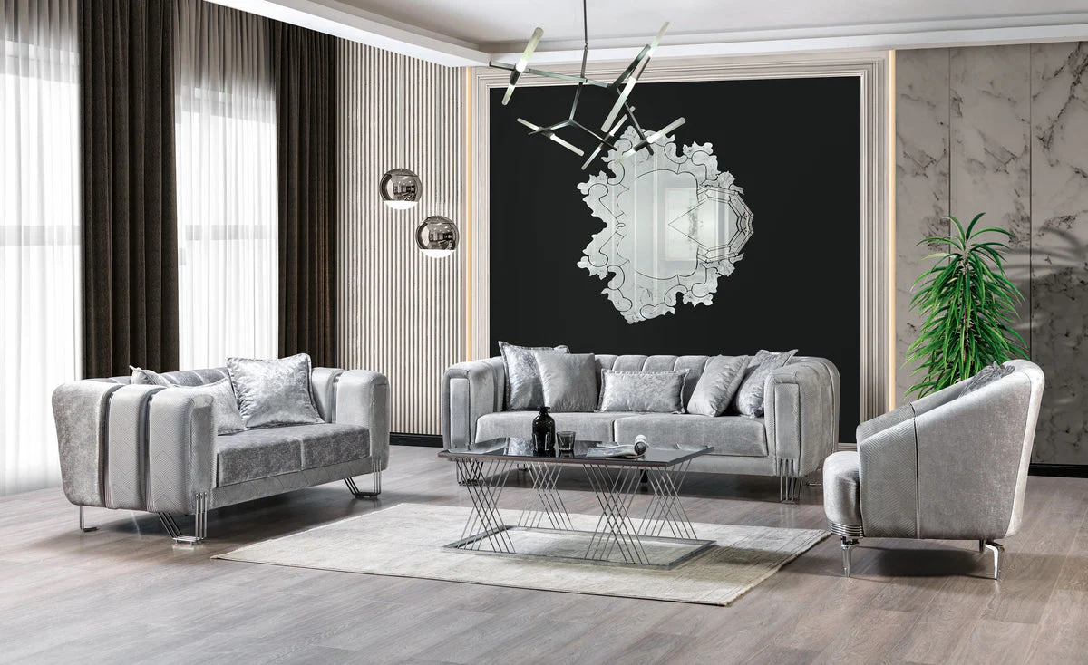 Ella Silver Velvet Chair - Image 2