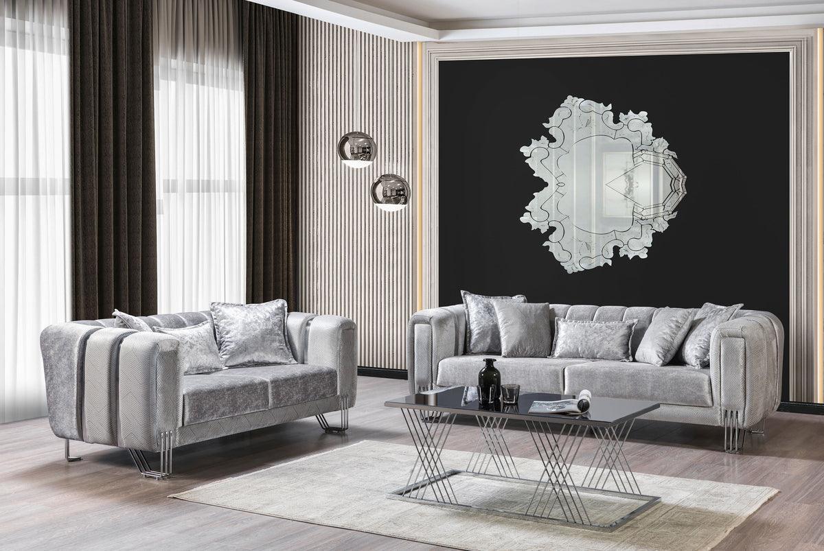 Ella Silver Velvet Sofa 89" & Loveseat 69" - Image 2