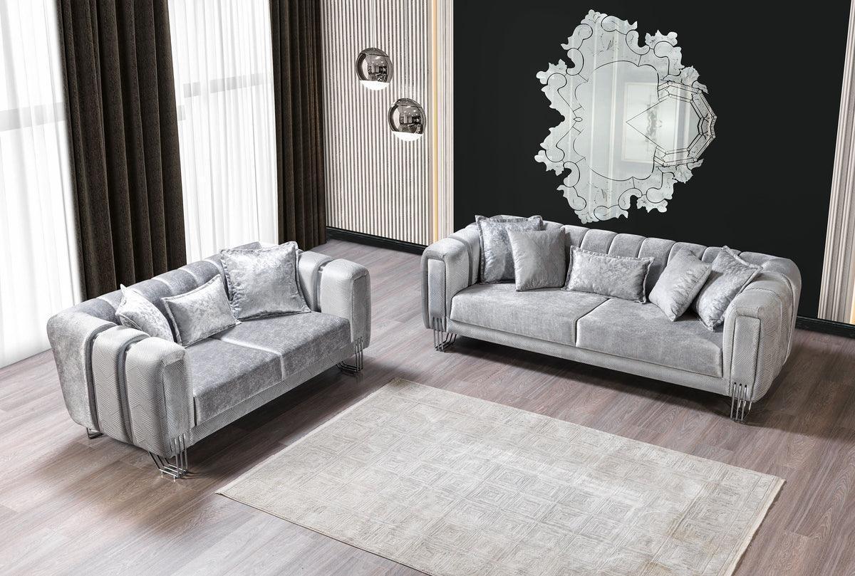 Ella Silver Velvet Sofa 89" & Loveseat 69" - Image 3