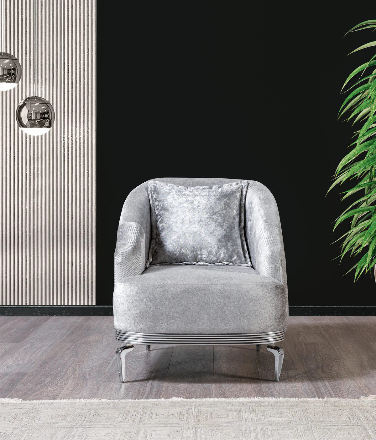 Ella Silver Velvet Chair - Image 1