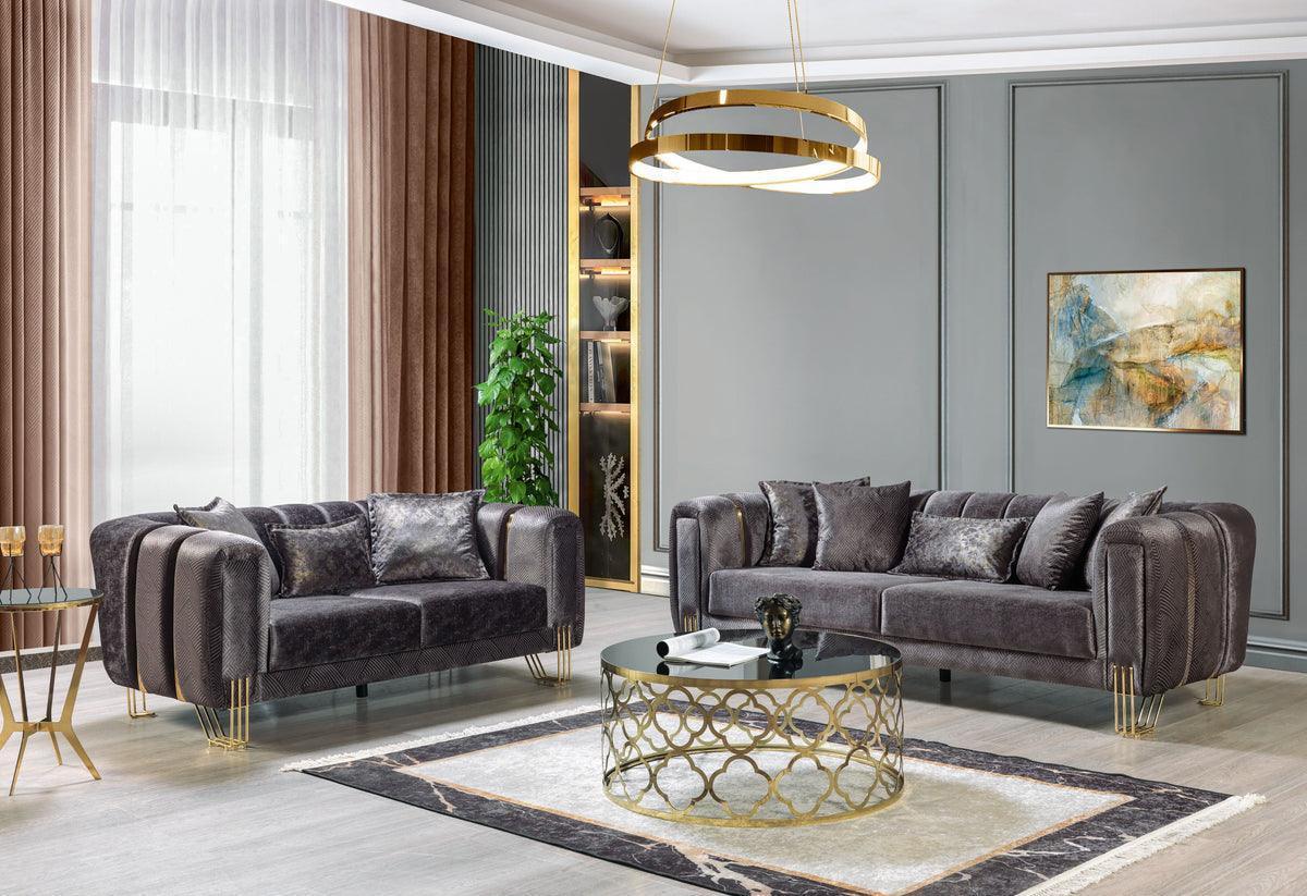 Ella Smoke Velvet Sofa 89" & Loveseat 69" - Image 2