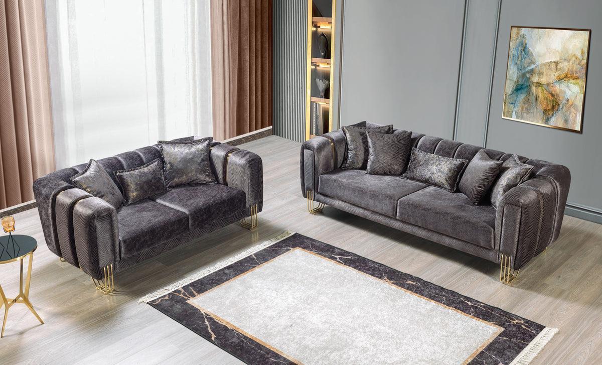 Ella Smoke Velvet Sofa 89" & Loveseat 69" - Image 3