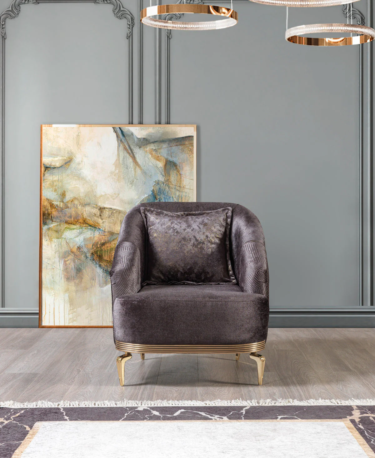 Ella Smoke Velvet Chair - Image 1