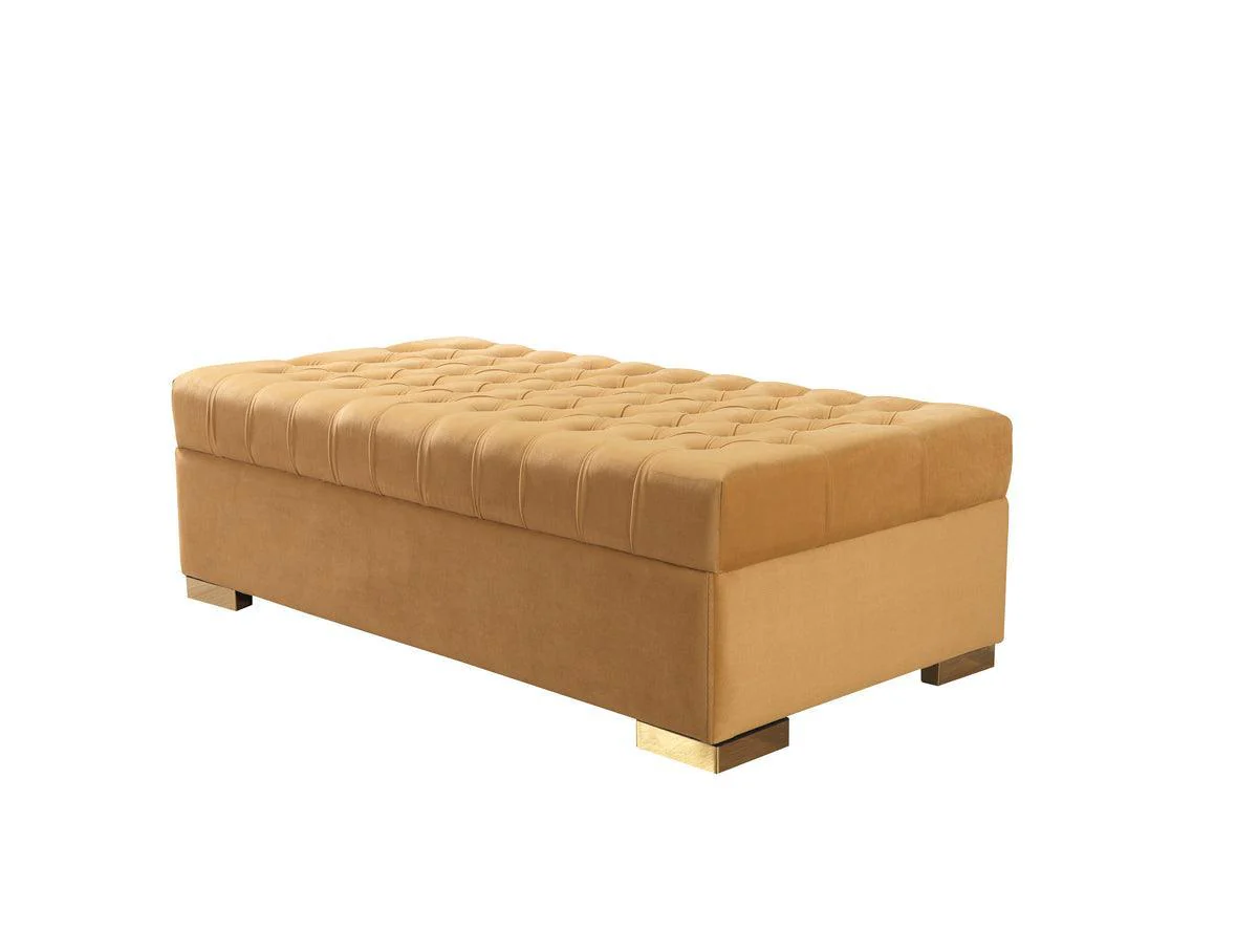 Emma Mustard Velvet Rectangle Ottoman - Image 1