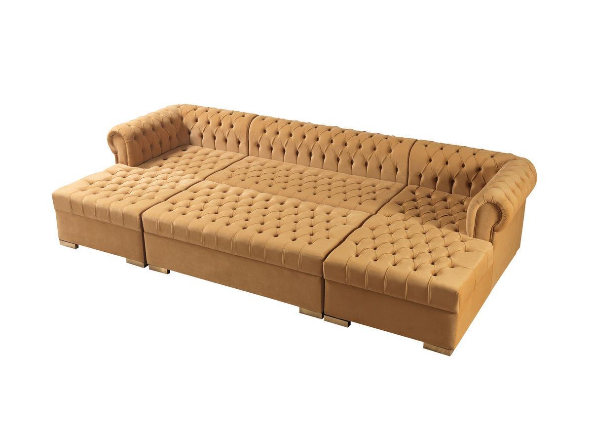 Emma Mustard Velvet Rectangle Ottoman - Image 3