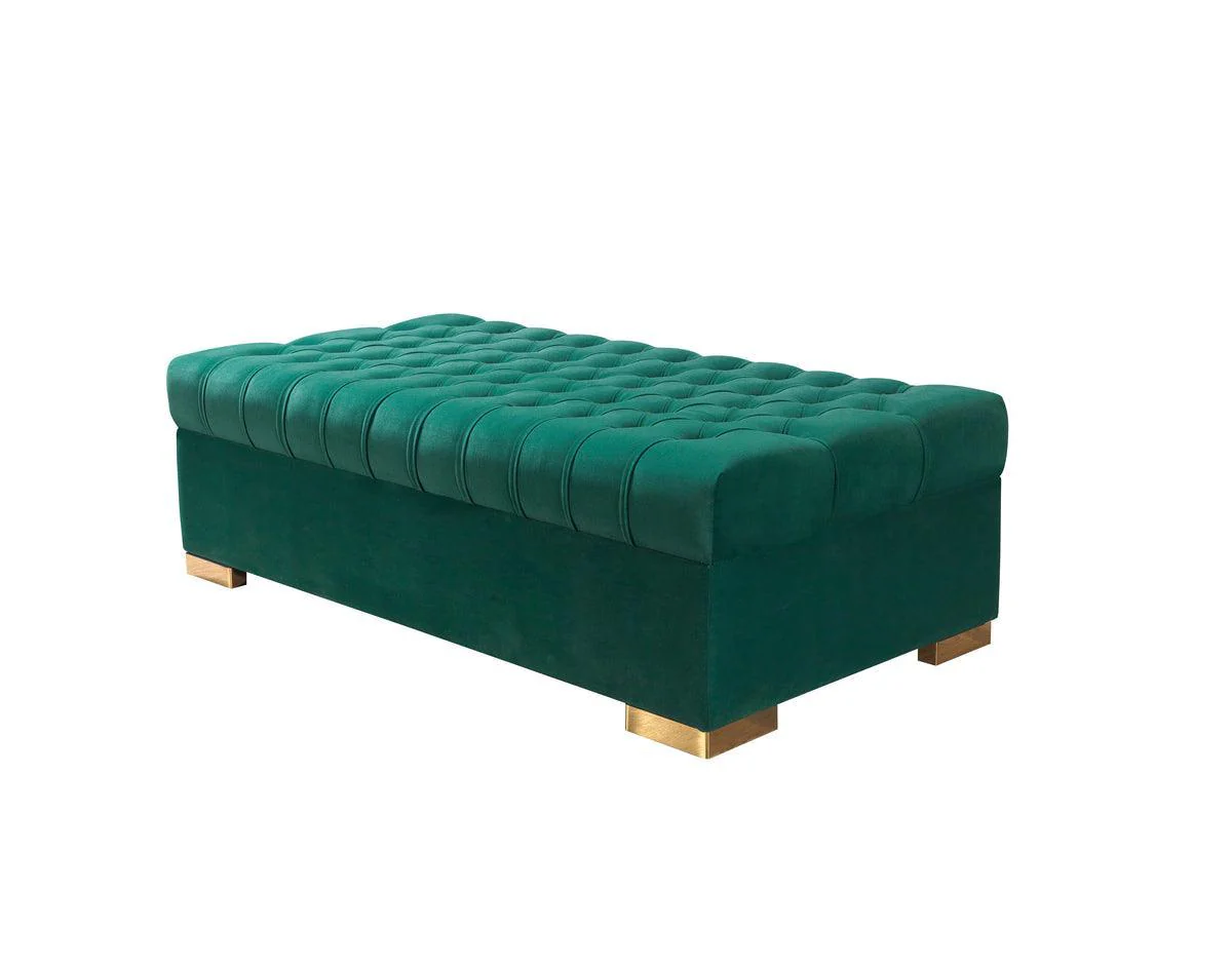 Emma Green Velvet Rectangle Ottoman - Image 1