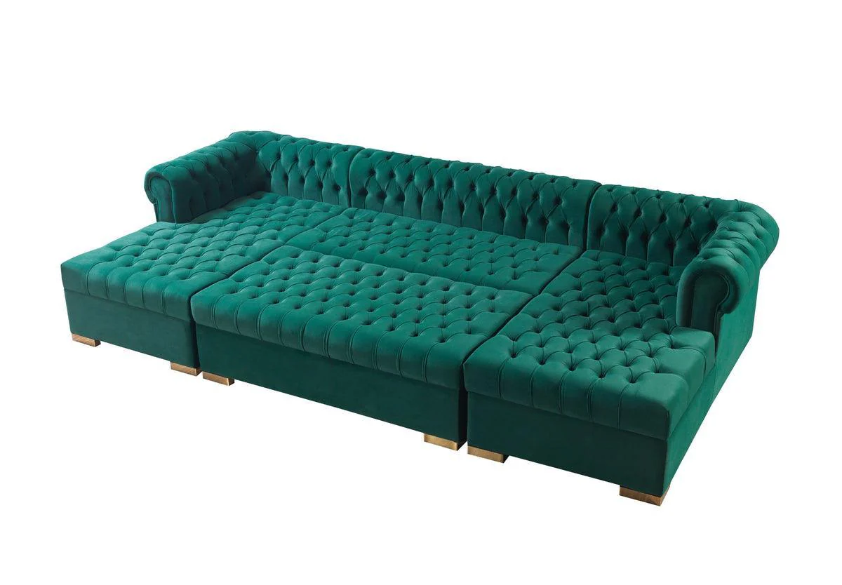 Emma Green Velvet Rectangle Ottoman - Image 3