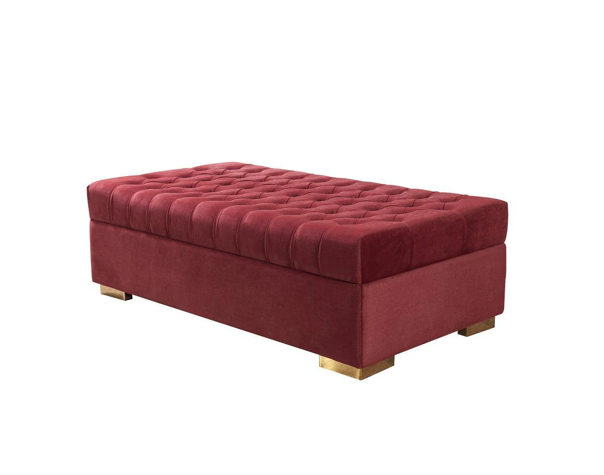 Emma Maroon Velvet Rectangle Ottoman - Image 1