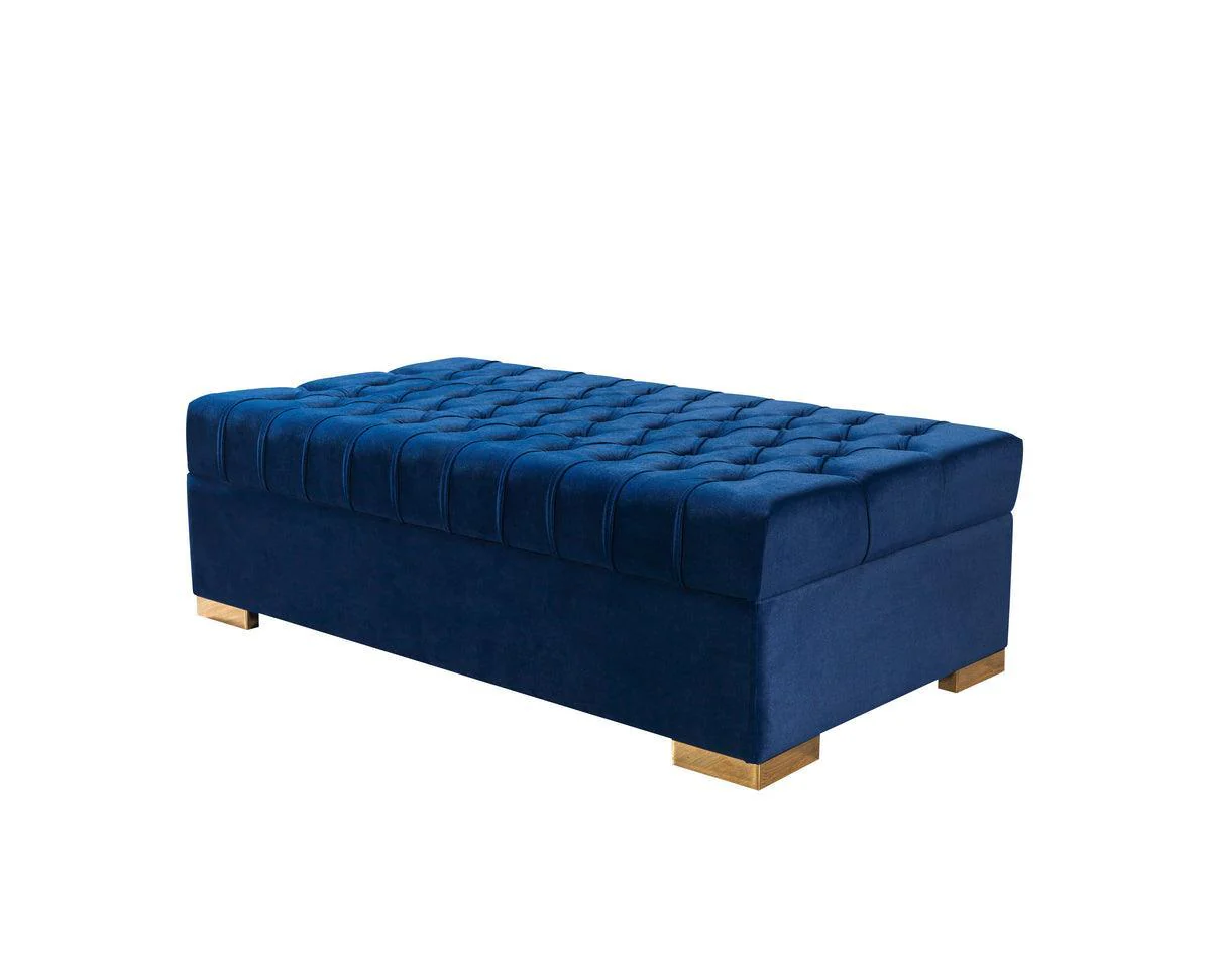 Emma Navy Velvet Rectangle Ottoman - Image 1