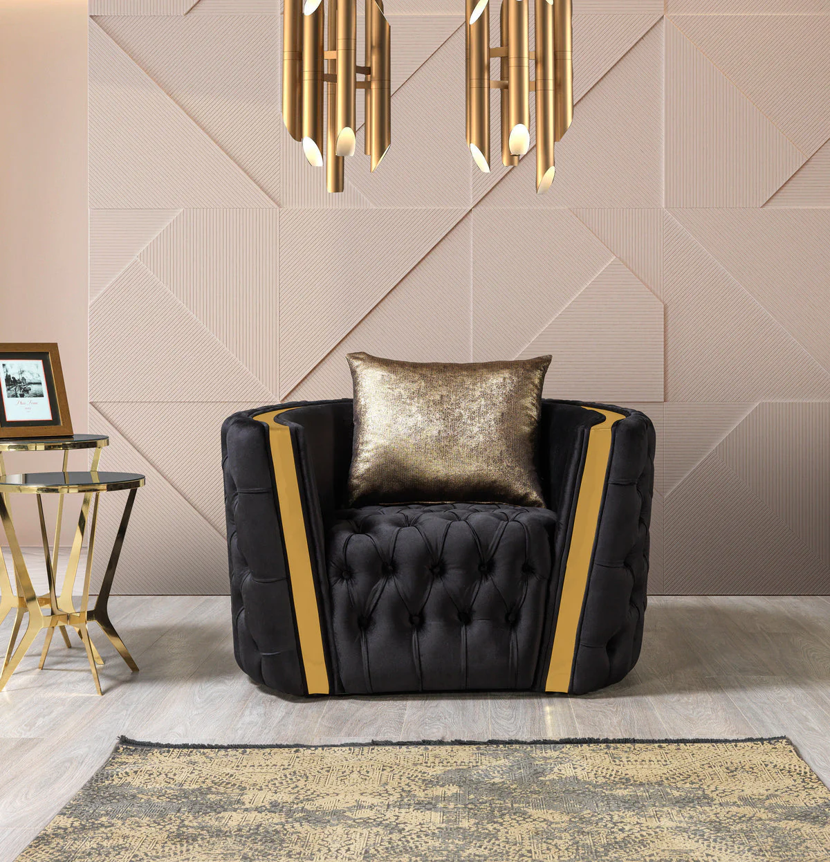 Sofia Black Velvet Chair - Image 1