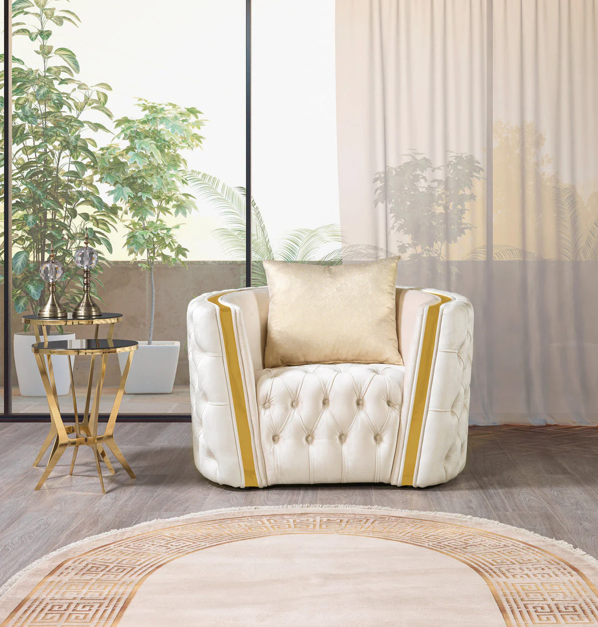 Sofia Ivory Velvet Chair - Image 1