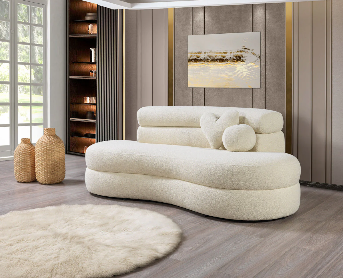 Sandy Ivory Boucle Loveseat - Image 2
