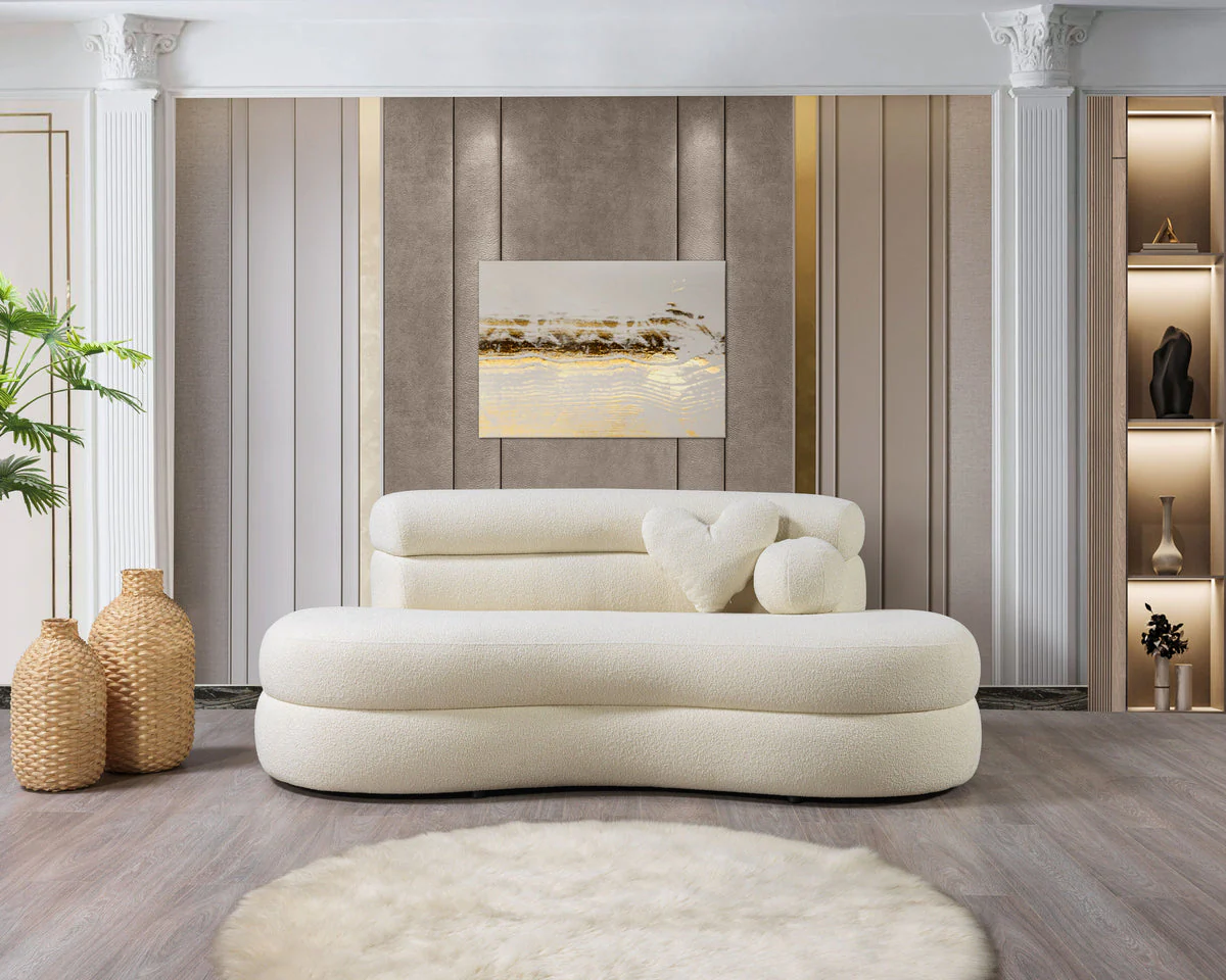 Sandy Ivory Boucle Loveseat - Image 1