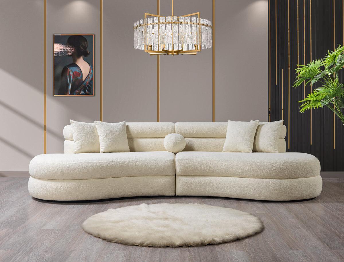 Sandy Ivory Boucle Curved Sectional - Image 1