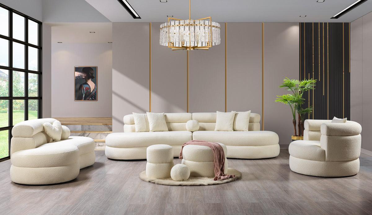 Sandy Ivory Boucle Curved Sectional - Image 3