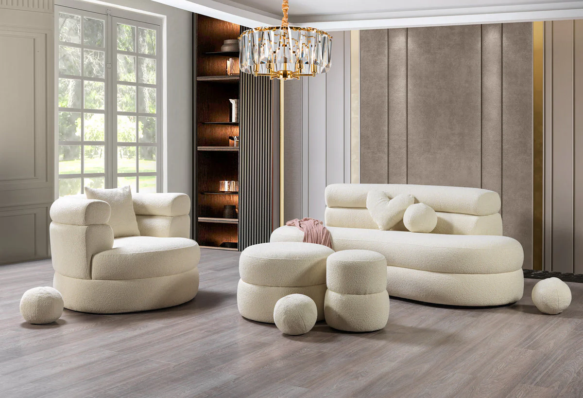 Sandy Ivory Boucle Loveseat - Image 3