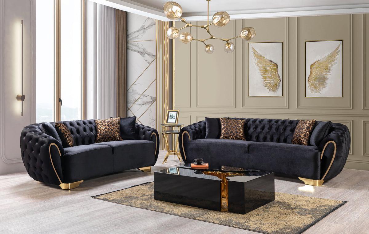 Leah Wood Black Gold 3-Piece Coffee Table - Image 3