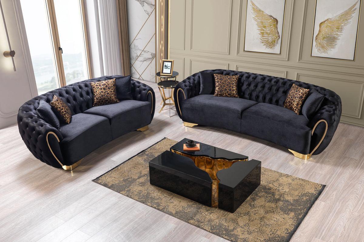 Leah Wood Black Gold 3-Piece Coffee Table - Image 2