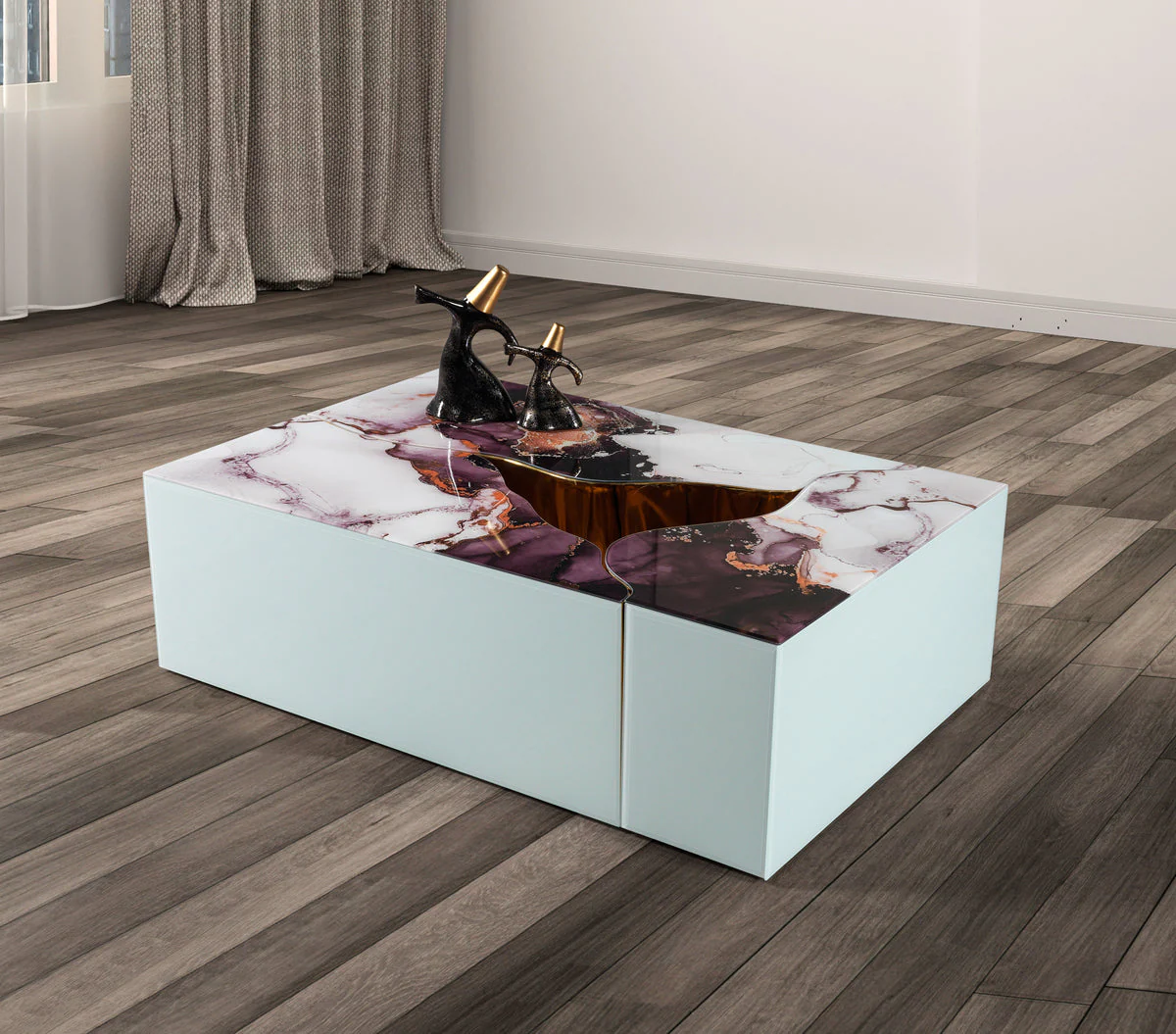 Leah White Marble 3-Piece Coffee Table - Image 2