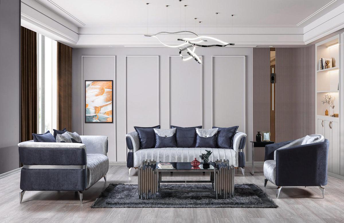 Avery Silver Gray Velvet Sofa & Loveseat - Image 1