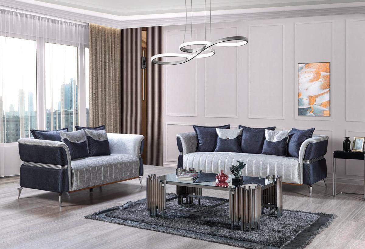 Avery Silver Gray Velvet Sofa & Loveseat - Image 2