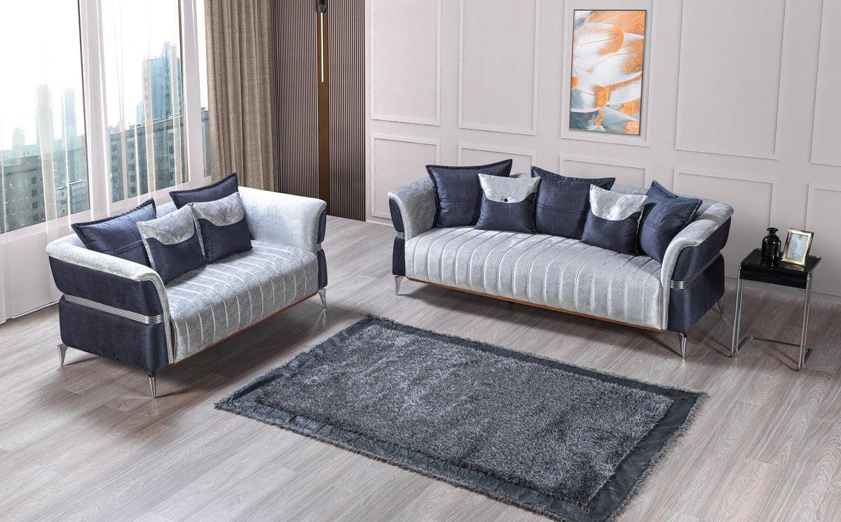 Avery Silver Gray Velvet Sofa & Loveseat - Image 3