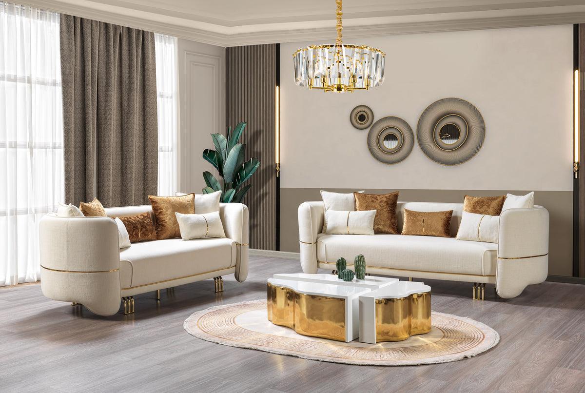 Helena Ivory Velvet Sofa & Loveseat - Image 2