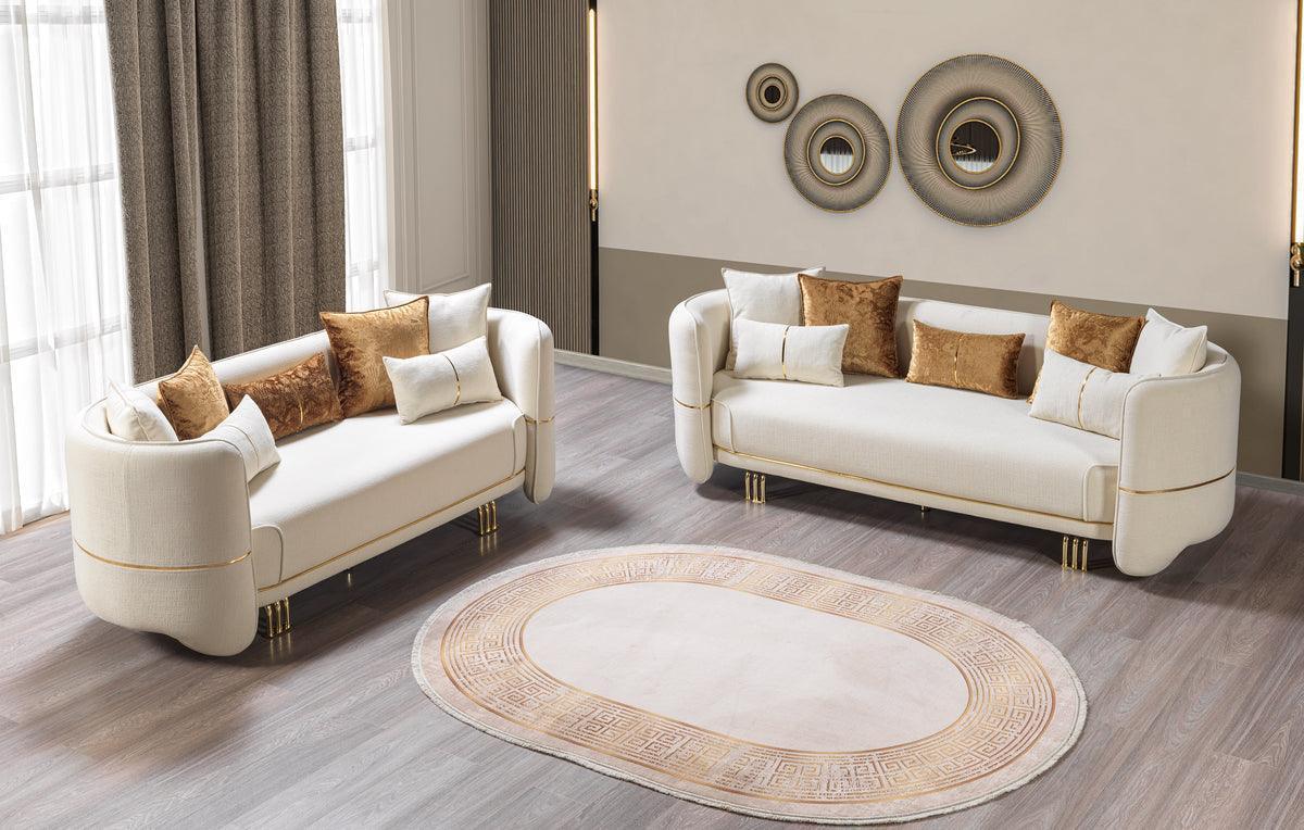 Helena Ivory Velvet Sofa & Loveseat - Image 3