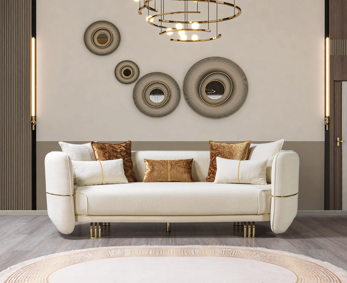 Lilith Ivory Velvet Sofa 94" - Image 1