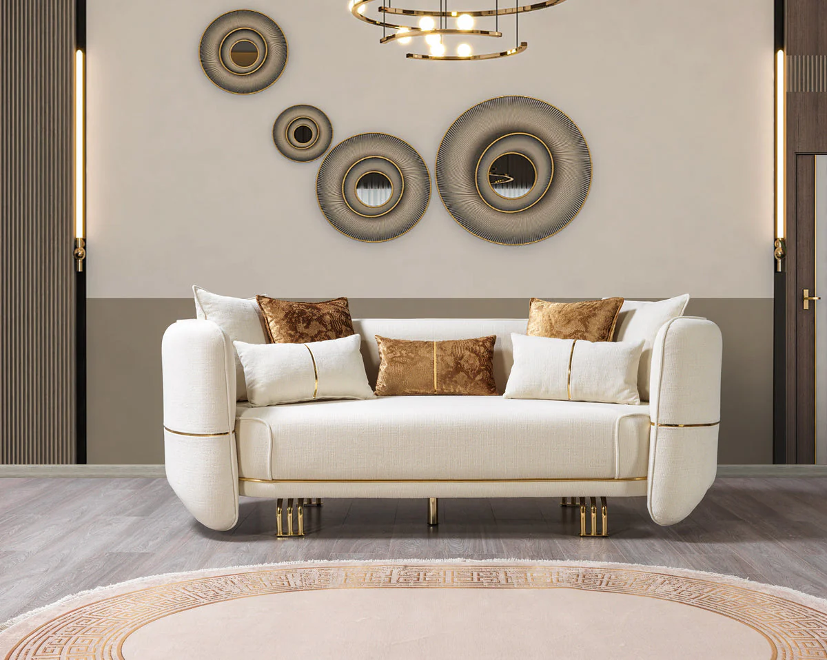 Lilith Ivory Velvet Loveseat 82" - Image 1