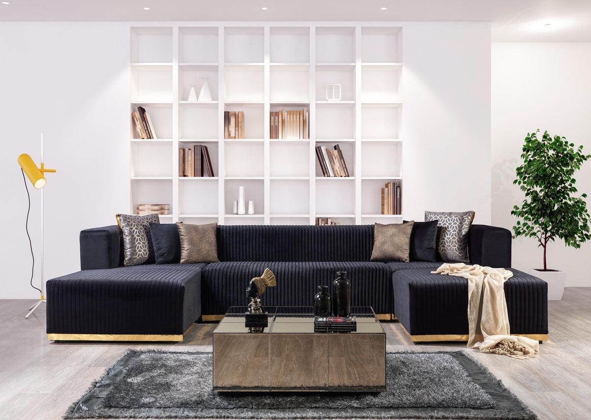 Elizabeth Black Velvet 4-Piece Sectional - Image 1