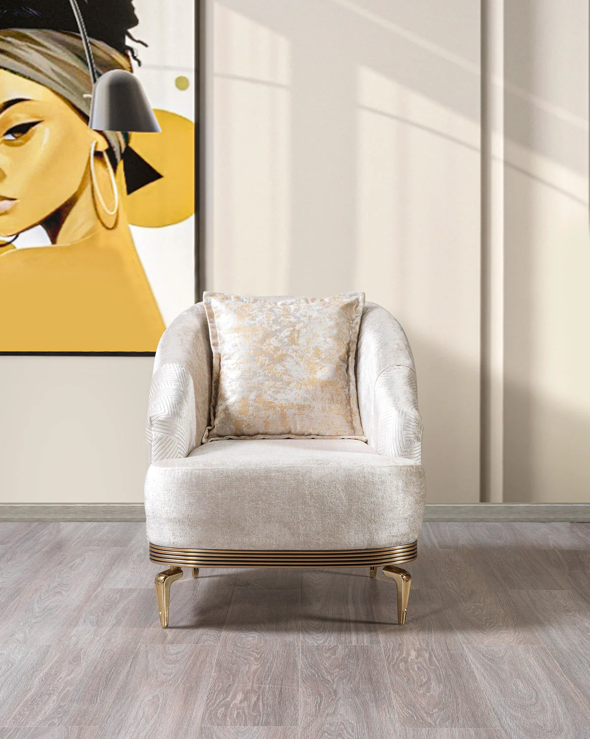 Ella Ivory Velvet Chair - Image 1