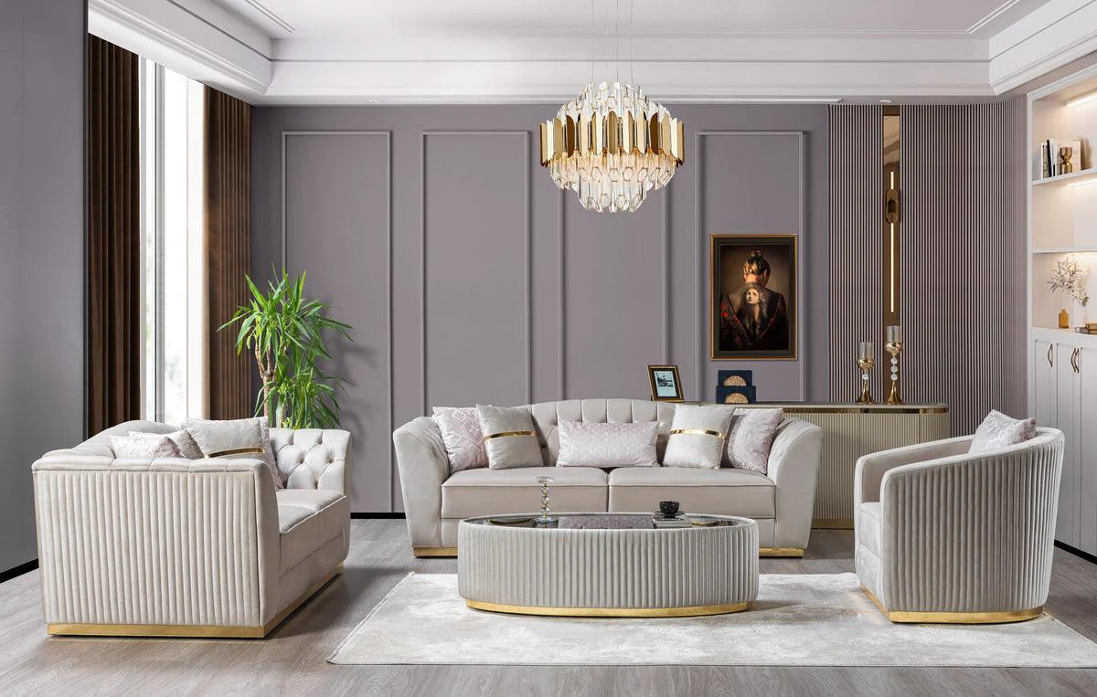 Milena Ivory Velvet Sofa & Loveseat - Image 1