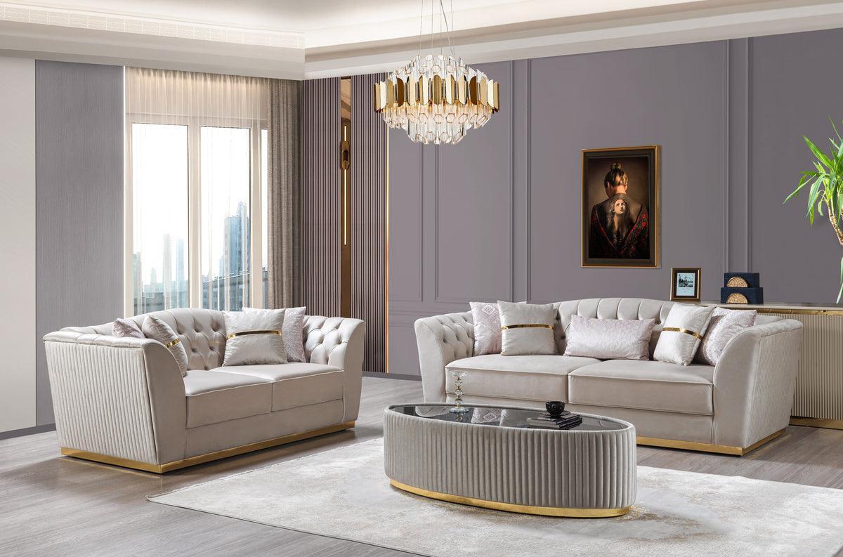 Milena Ivory Velvet Sofa & Loveseat - Image 2