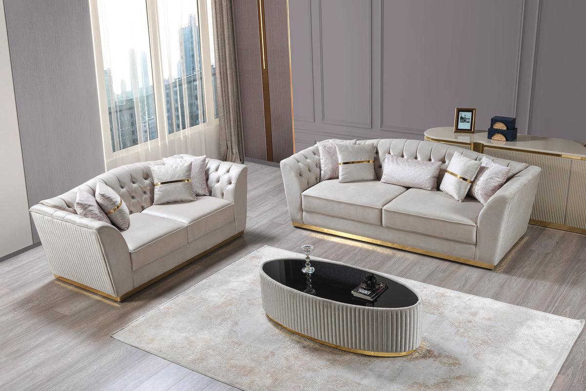 Milena Ivory Velvet Sofa & Loveseat - Image 3